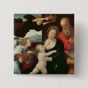 The Holy Family, 1522 (oil on panel) 2 Inch Square Button