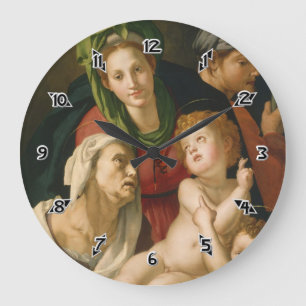 The Holy Family - Agnolo Bronzino Large Clock