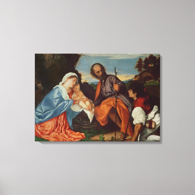 The Holy Family and a Shepherd, c.1510 Canvas Print (Front)