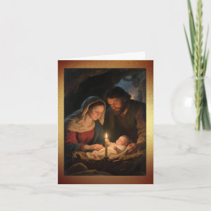 The Holy Family by Candlelight Christmas Holiday Card