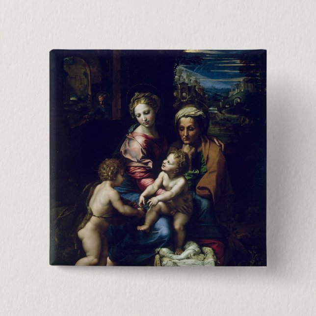 The Holy Family  c.1518 2 Inch Square Button (Front)
