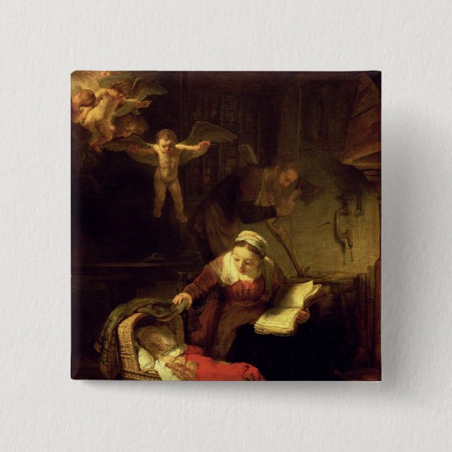 The Holy Family, c.1645 2 Inch Square Button (Front)