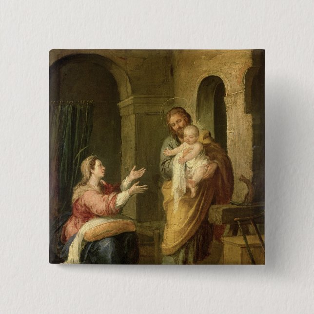 The Holy Family, c.1660-70 2 Inch Square Button (Front)