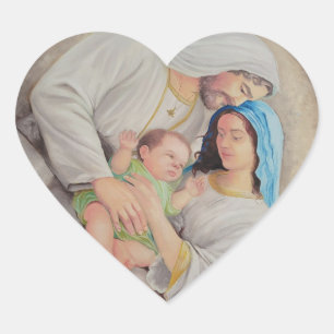 The Holy Family: Divine Love Portrait Heart Sticker