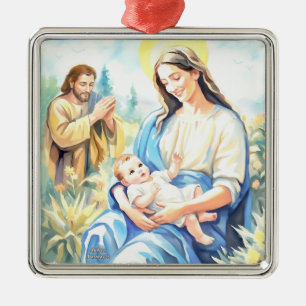 The Holy Family - Nativity Metal Ornament