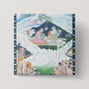 The Holy Family of Shiva and Parvati 2 Inch Square Button