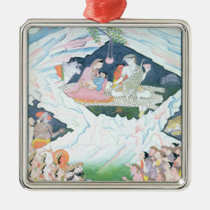 The Holy Family of Shiva and Parvati Metal Ornament