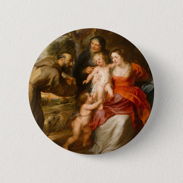 The Holy Family with Saints 2 Inch Round Button (Front)