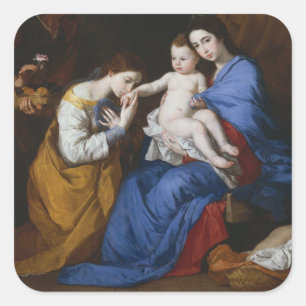 The Holy Family with Saints Anne and Catherine Square Sticker