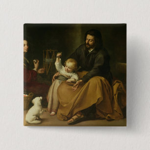 The Holy Family with the Little Bird, c.1650 2 Inch Square Button