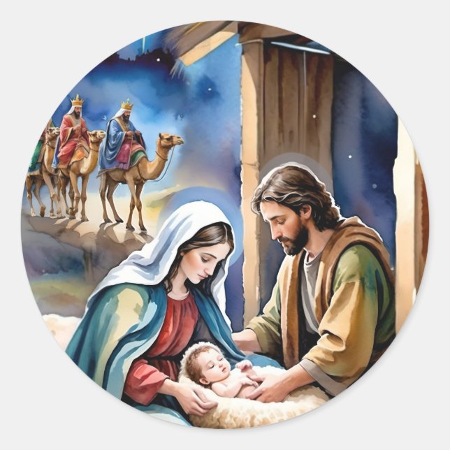 The holy night classic round sticker (Front)