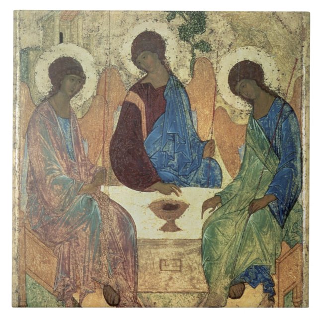 The Holy Trinity, 1420s (tempera on panel) Tile (Front)