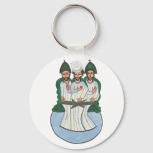 The Holy trinity Vintage Folk art painting Keychain