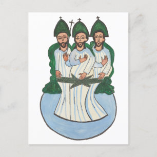 The Holy trinity Vintage Folk art painting Postcard