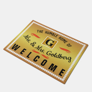 The Home of (Your Name) - Monogram (editable) Gold Doormat