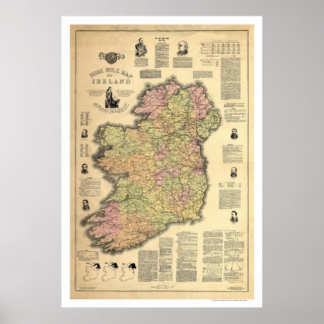 The Home Rule of Ireland by Ballance 1893 Poster (Front)