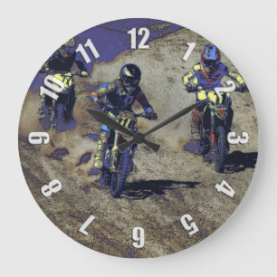 The Home Stretch! - Motocross Racer Large Clock