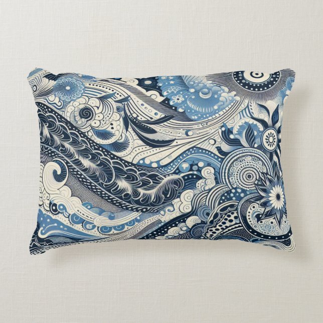 The Home Studio Indigo Bloom  Accent Pillow (Front)