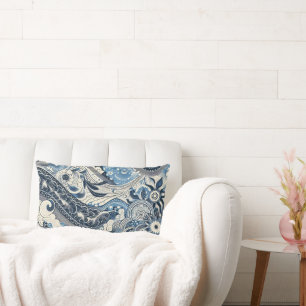 The Home Studio Indigo Bloom  Lumbar Pillow