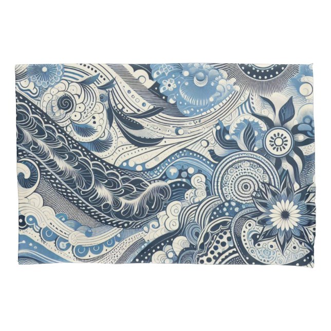 The Home Studio Indigo Bloom  Pillowcase (Front)