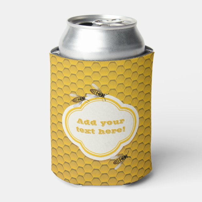 The Honeycomb and Bees Can Cooler (Can Front)