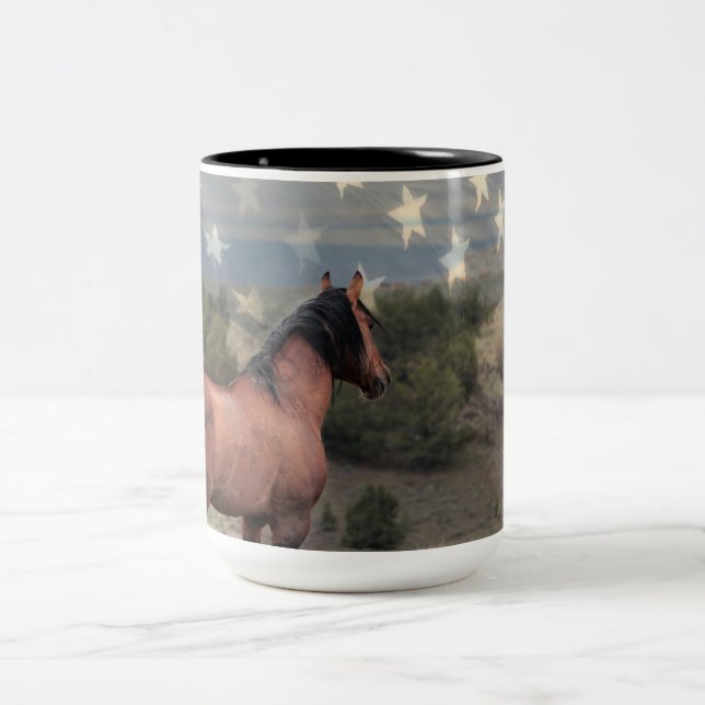 The "Honour" Mustang and American Flag Mug (Center)