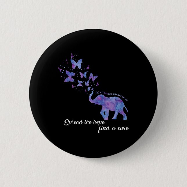The Hope Find A Cure Alzheimerheimer Awareness Gif 2 Inch Round Button (Front)