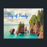 The Hopewell Rocks Bay of Fundy Canada stylized Postcard<br><div class="desc">The Bay of Fundy lies between Canada’s Nova Scotia and New Brunswick provinces, and touches the U.S. state of Maine. It’s known for extremely high tides, as at spots like New Brunswick’s Hopewell Rocks. These eroded “flowerpot” formations stand in water or on dry land, depending on the time of day....</div>