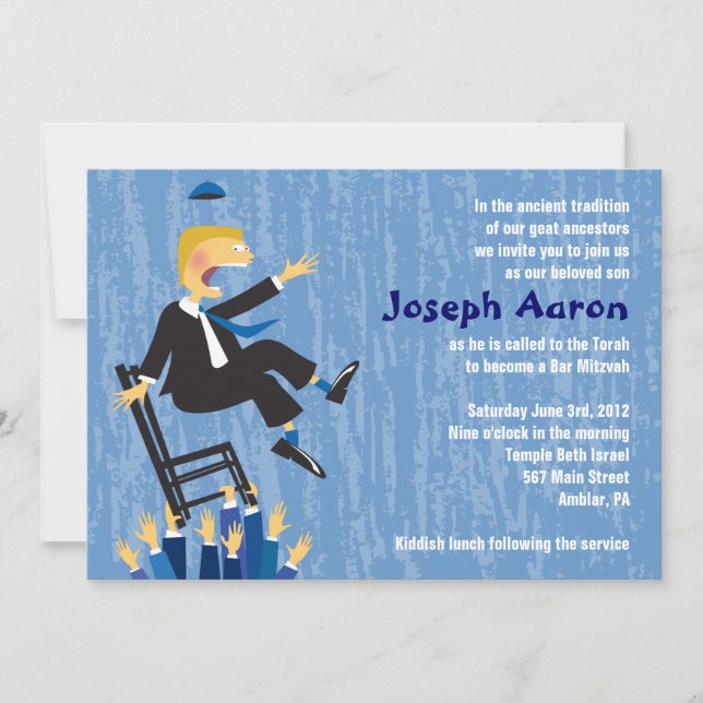 The Hora Chair Dance Bar Bat Mitzvah Invitation (Front)