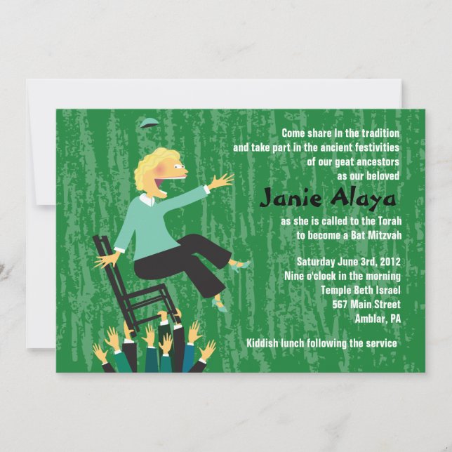 The Hora Chair Dance for Bat Mitzvah Invitation (Front)