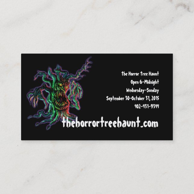 The Horror Tree Business Card (Back)