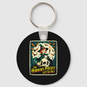 The Horrors Persist Yet So Do I Witchy Skull Cat M Keychain