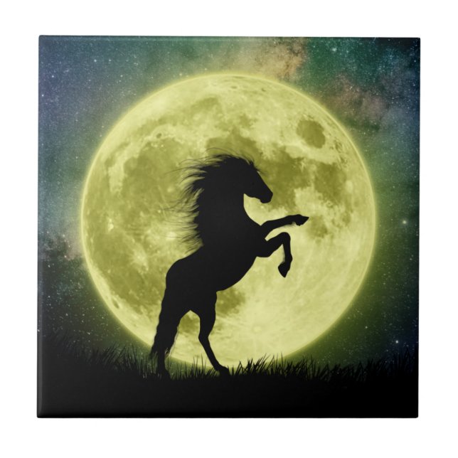 The horse and the yellow moon tile (Front)