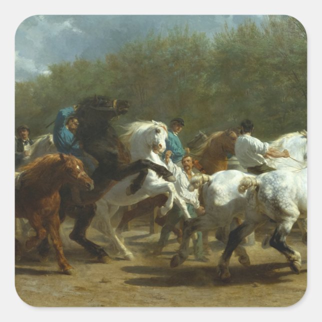 The Horse Fair by Rosa Bonheur Square Sticker (Front)