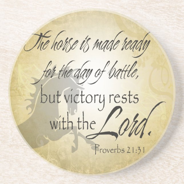 The Horse is made ready Proverbs 21:31 Scripture Coaster (Front)