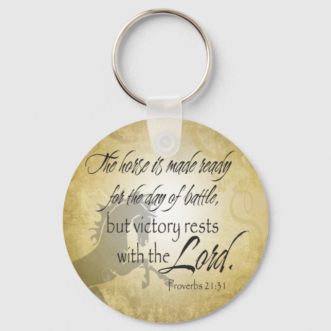 The Horse is made ready Proverbs 21:31 Scripture Keychain (Front)