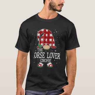 The Horse Lover Gnome Red Buffalo Plaid Christmas T-Shirt