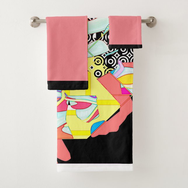 The Horse Race + Black  Bath Towel Set (Insitu)