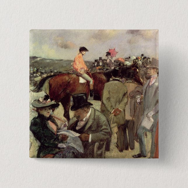 The Horse-Race, c.1890 2 Inch Square Button (Front)