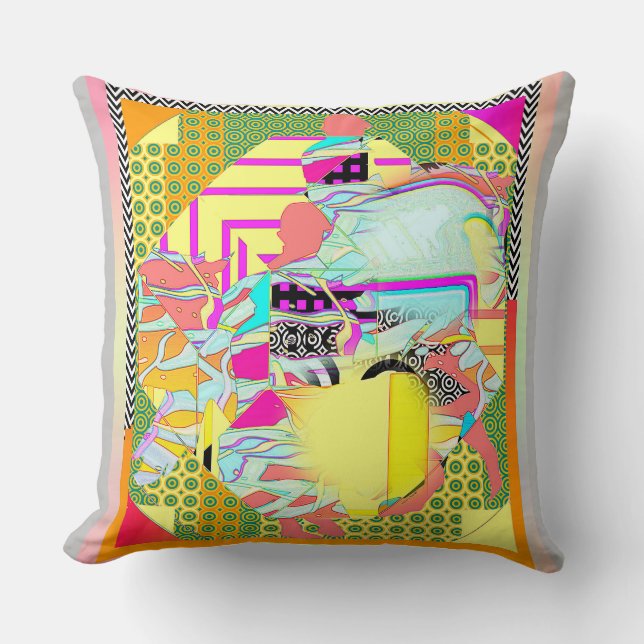 The Horse Race Large  Throw Pillow (Front)