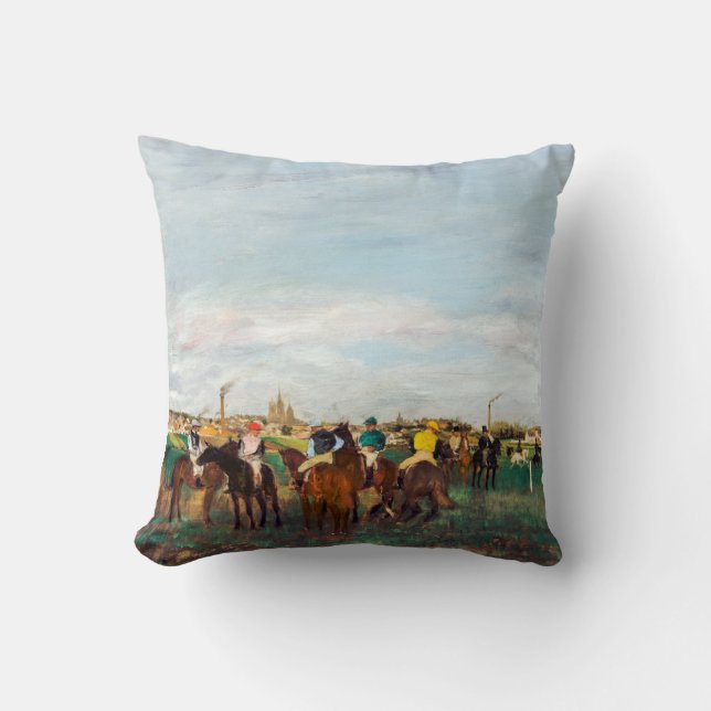 The Horse Races, Edgar Degas Throw Pillow (Front)