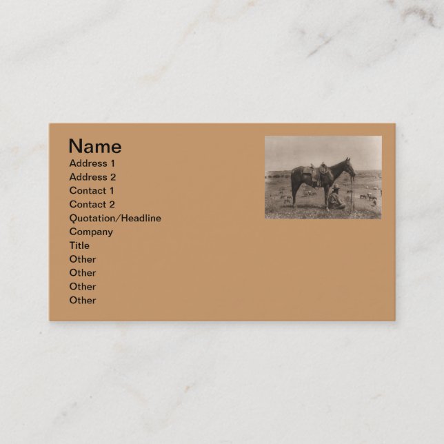 The Horse Wrangler 1910 Business Card (Front)