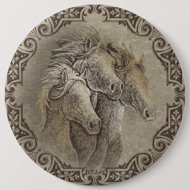 The Horses     6 Inch Round Button (Front)