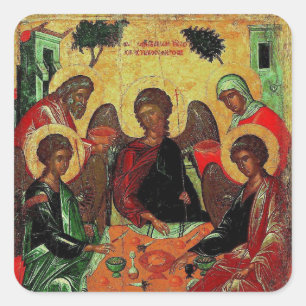 The Hospitality of Abraham Orthodox Christian Icon Square Sticker