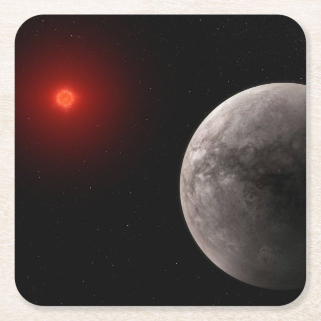 The Hot Rocky Exoplanet Trappist-1 B. Square Paper Coaster (Front)
