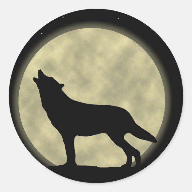 The Howling Wolf in the Night Classic Round Sticker (Front)