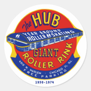 The Hub Roller Rink Chicago / Norridge Illinois Classic Round Sticker