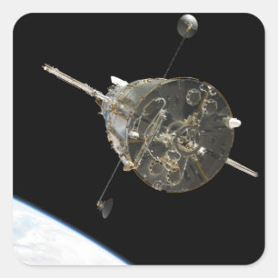 The Hubble Space Telescope in orbit above Earth Square Sticker