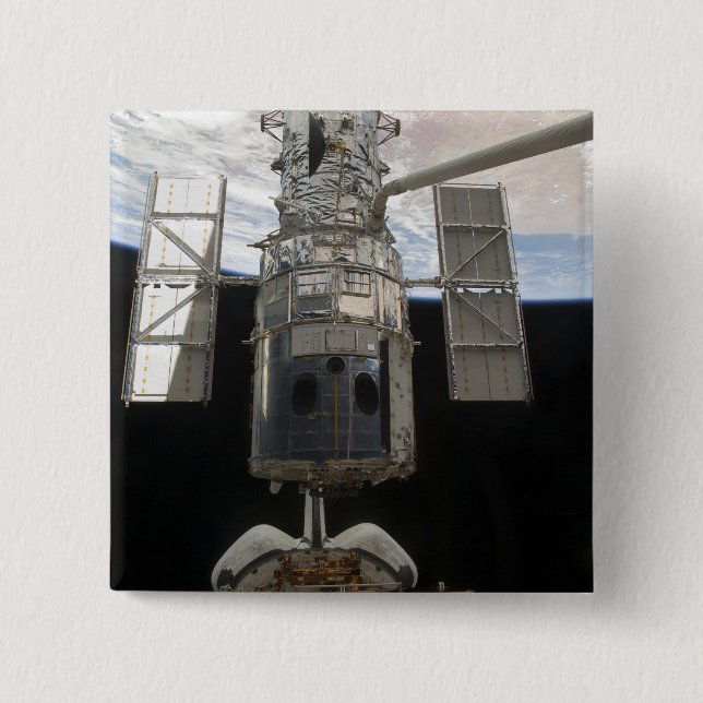 The Hubble Space Telescope Space Shuttle Atlant 2 Inch Square Button (Front)