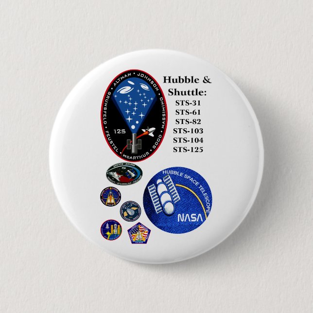 The Hubble Telescope and the Shuttle 2 Inch Round Button (Front)